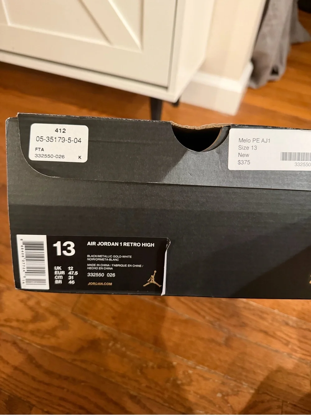 Men's Black & gold High-Top Sneakers